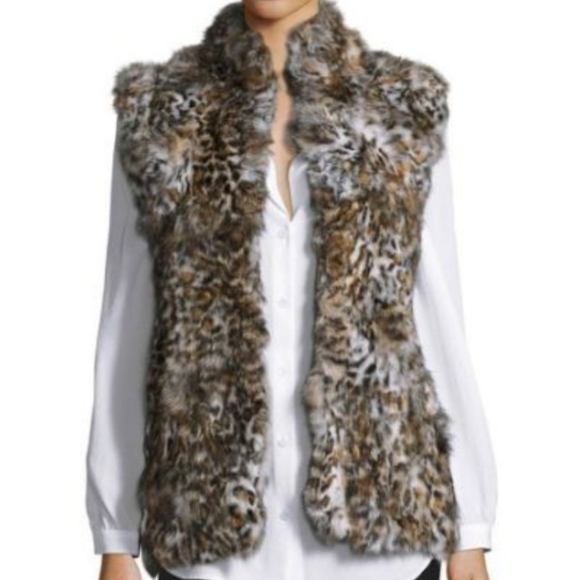 Adrienne Landau Leopard Print Rabbit-Fur Vest - Picture 7 of 7